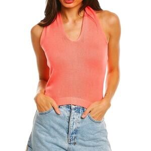NWT 525 America Halter Tie Neck Knit Sleeveless Pullover Top in Pink Berry M